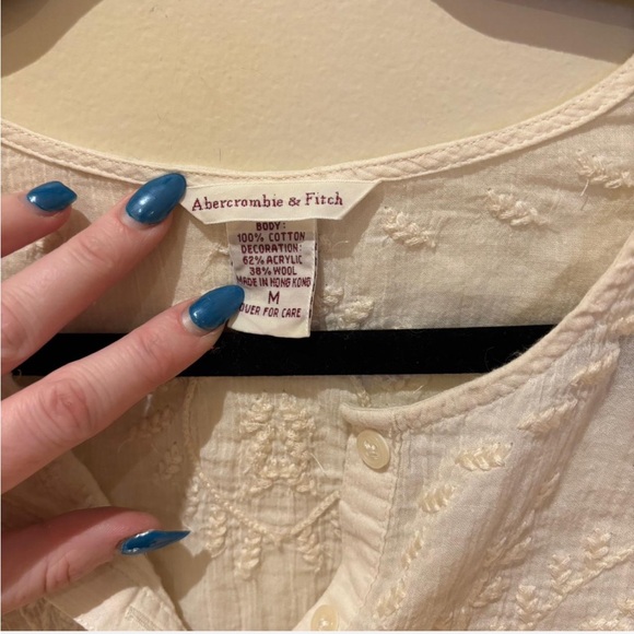 Vintage Abercrombie & Fitch Cream Embroidered Blouse - Picture 3 of 4
